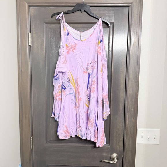 Free People Dresses & Skirts - Free People Lilac Floral Cold Shoulder  Dress Size L